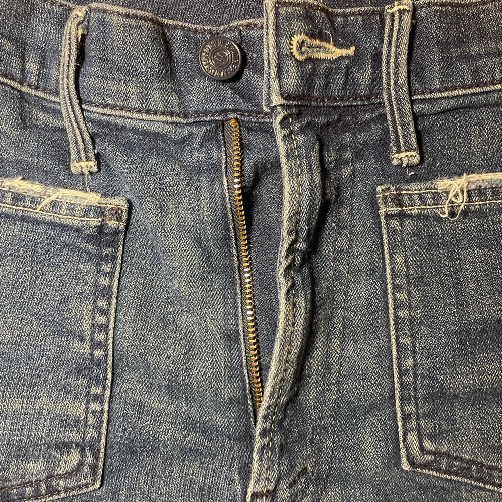 MOTHER Dark Blue Distressed Jean Shorts - Picture 4 of 6